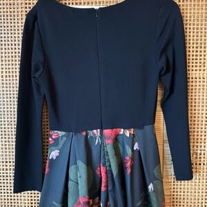 Hutch Blue Fit and Flare Dress with Red Floral Design